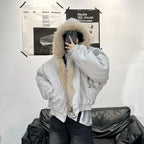 Winter Warm Jacket 2025 New High Street Fur Collar Hooded Women's American High-end Sense Versatile Korean Version Coat Trend