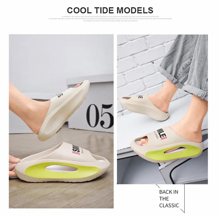 New Men Slippers Slides with a Sense High Aesthetic Value External Wear Anti Slip Thick Bottom, Beach Cool Slippers for Men