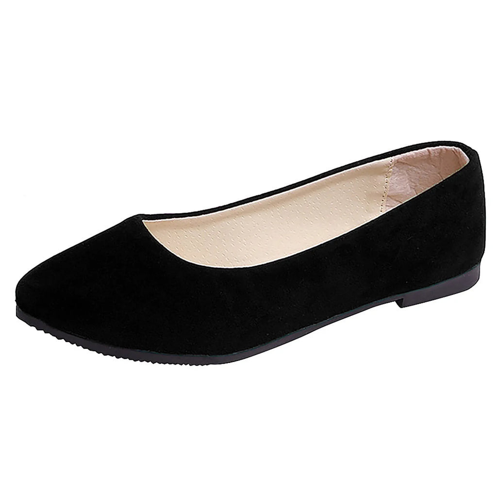 Woman Flats Casual Round Toe Cute Flats Flock Mocasines Ballerina Church Flats Female Suede Elegant Soft Sole Mom Shoes