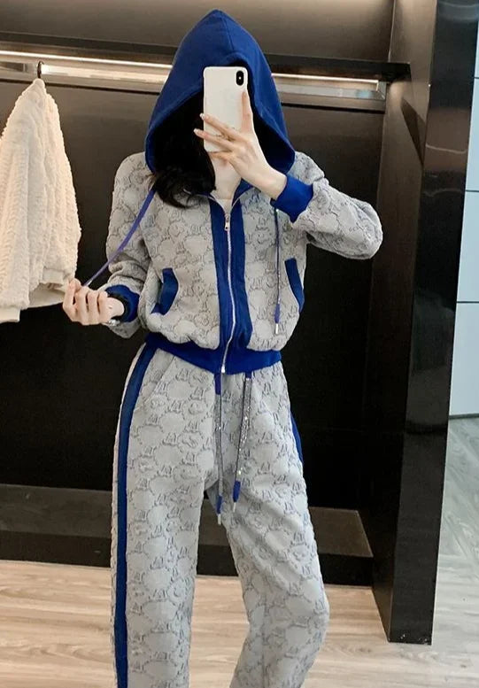 Pant Sets for Women 2 Pieces Tracksuit Spring Autumn Trousers Woman Color Matching Sport Sweatshirt Wholesale Bulk Aesthetic D