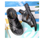 Men's Leather Summer Sandals 2025 Non-slip Thick-soled Comfort Soft Outdoor Beach Slippers