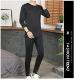 Men's round Ne Thiened Warm Underwear Set Youth Autumn Winter Thermal Clothing Long Sve Pants Home Clothes Innerwear