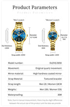 OLEVS 3650 Couple Watches For Men Women Number Scale Waterproof Quartz Dress Wristwatch Luminous Luxury Calendar Business Watch