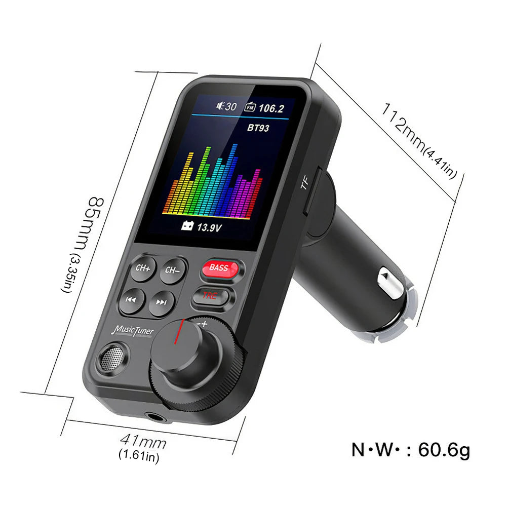 1.8 Inch Handsfree Car Radio AUX Bluetooth-Compatible FM Transmitter Modulator Car Wireless USB Fast Charger Car Charger Adapter