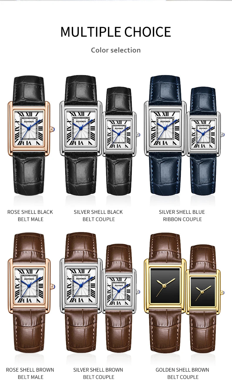 Couple's Watches for Men Women Fashion Casual Leather Simple Dial Waterproof Quartz Wristwatches Lovers Watch Gift Drop Shipping