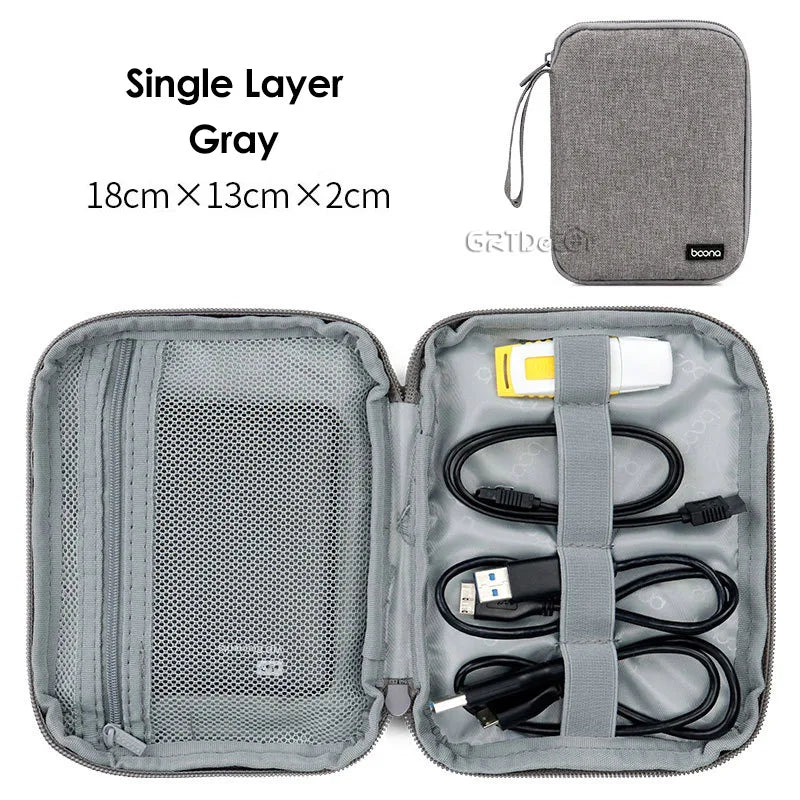 Electronics Protective Storage Bags for Cable Organizer Bag Handheld Tech Pouch for Tablet Phones & Power Banks Organizador Case