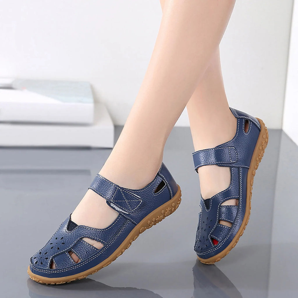 Women Flats Genuine Leather Fashion Soft Shoes Women Hollow Designer Shoes Woman Plus Size Slip On Ballet Flats Oxford Shoes