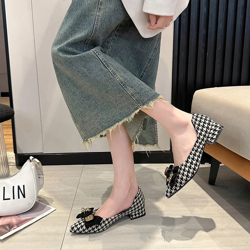 2025 Spring New Woman's Heels Elegant French Style Soft Bottom Anti-slippery Versatile Chic Princess Catwalk Office Single Shoes