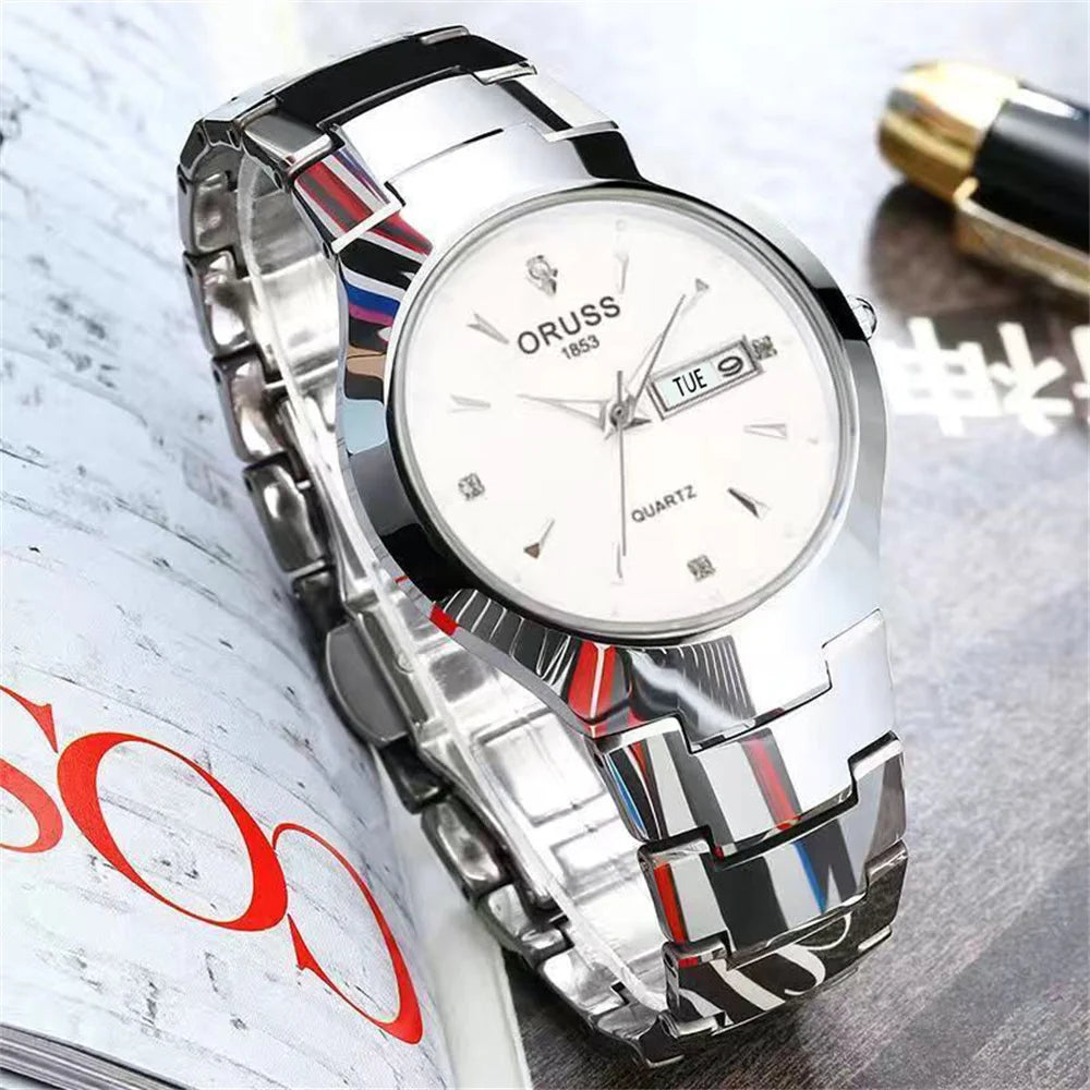 Couple Watches A pair of all-in-one personality durable men's watch Exquisite compact dual calendar Commuter women's watch