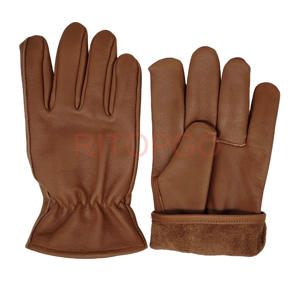 Winter Work Gloves Cowhide Leather Thermal Motorcycle Glove Cold Weather Cotton Lining freezer Working Glove