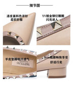 Women's Flat Shoes luxury woman shoes Leather Brand Rivet Flat Shoes Comfortable Casual Outdoor Pointed Toe Shallow Ladies shoes