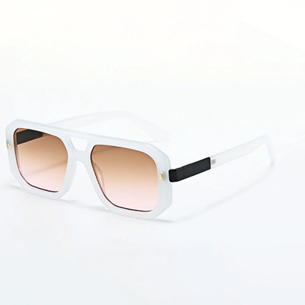 Sunglasses Men Art Geometry Double Frame Glasses Double Beam Glasses Square Frame Modern Minimalist Commuting Items