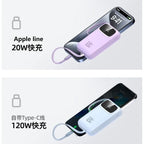120W Power Bank Super Fast Charging 20000mAH Large Capacity 4 Cables Portable 22.5W Mobile Source Battery Mini