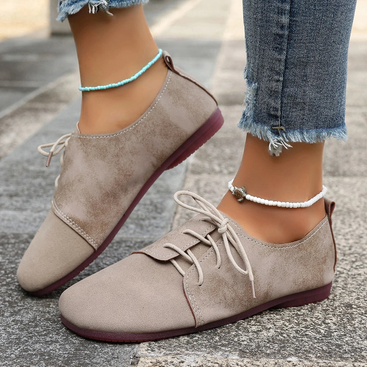 Woman Flats Shoes Loafers Fashion Casual Sports Sneakers Trend Brand Women's Fashion Dress Shoes New Lace Up Femme Zapatos