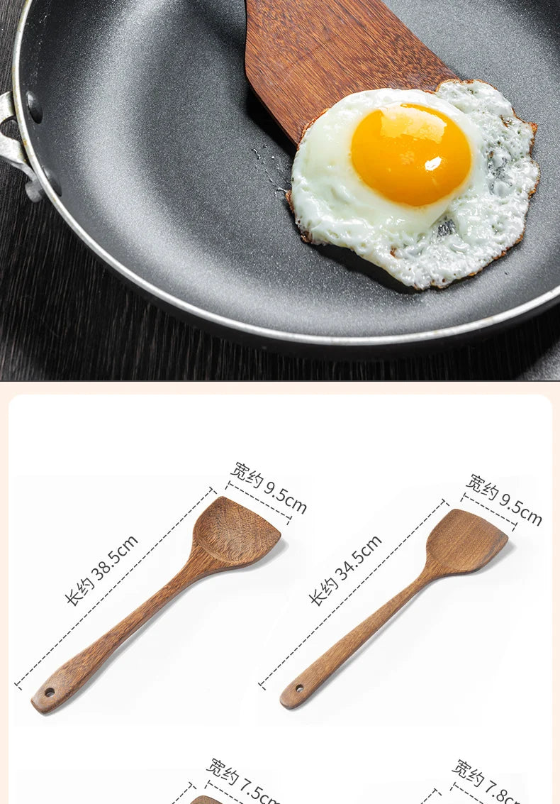 Kitchen Utensils Set Non-Stick  Cookware for Kitchen Wooden Handle Soup spoon spatula Rice spoon shovel Kitchen Accessories