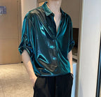 Man Shirt White Plain Hip Hop Shirts For Men Trend Regular Cool Tops Asia Button Up Original Korean Popular Clothes Summer S