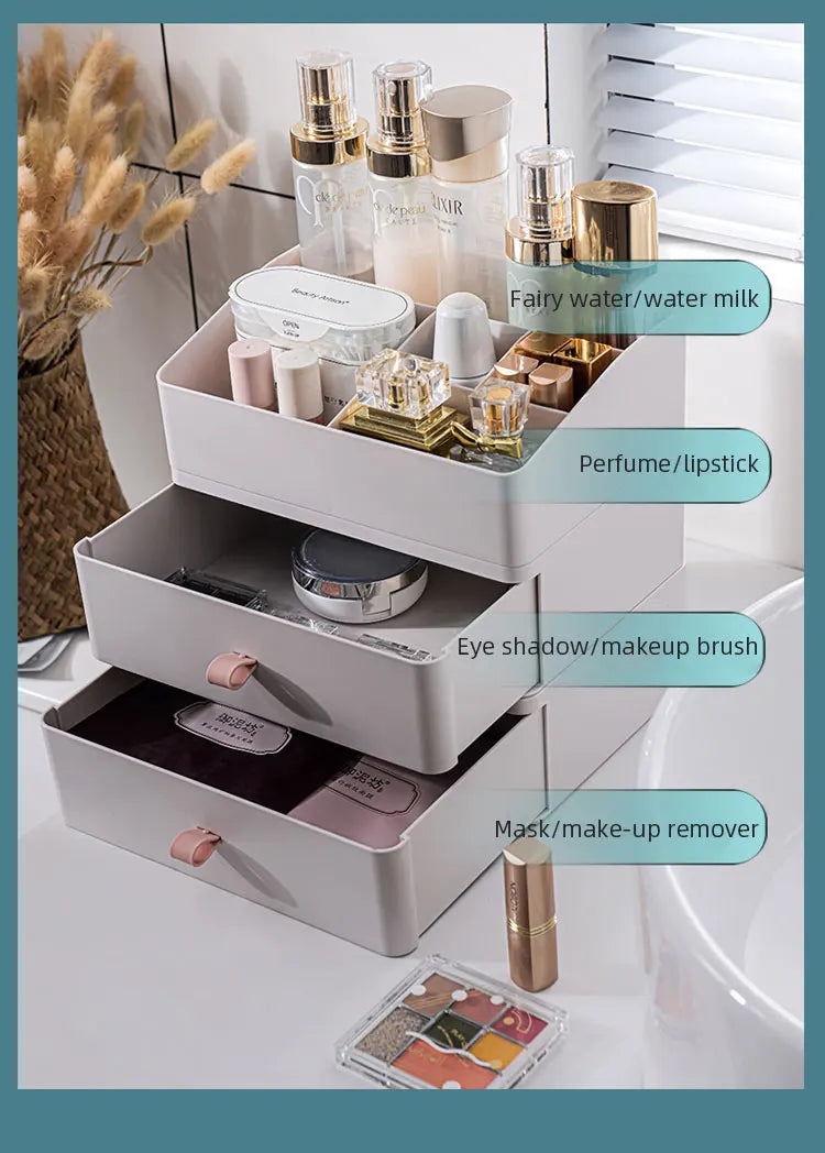 Makeup Organizer for Cosmetics Large Capacity Plastic Storage Container Desktop Organizer Boxes Jewelry Office Storage Baskets