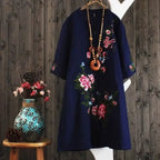 Women Dresses Women's Embroidered Dress Summer Loose Short Sleeve Skirt Vestido De Mujer Femme Robe