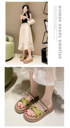 Designer Shoes Woman 2025 Slippers Casual Pantofle Low Platform Female Beach Luxury Summer New Sabot Slides Fabric Scandals Rome