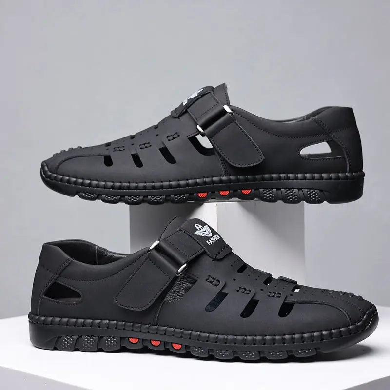 Men's Summer Sandals Comfortable Outdoor Breathable Casual Shoes 2023 Summer Beach Shoes Flat Business Genuine Leather Sandals