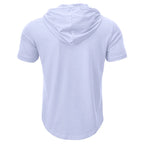 Men's Short-sleeved T-shirts for Sports and Fitness American-style Henley Shirt Hooded Top