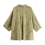 Women Print Long Pants Sets For Women Lapel Half Sleeve Single Breasted Shirts + High Waist Lace-Up Wide Leg Pants