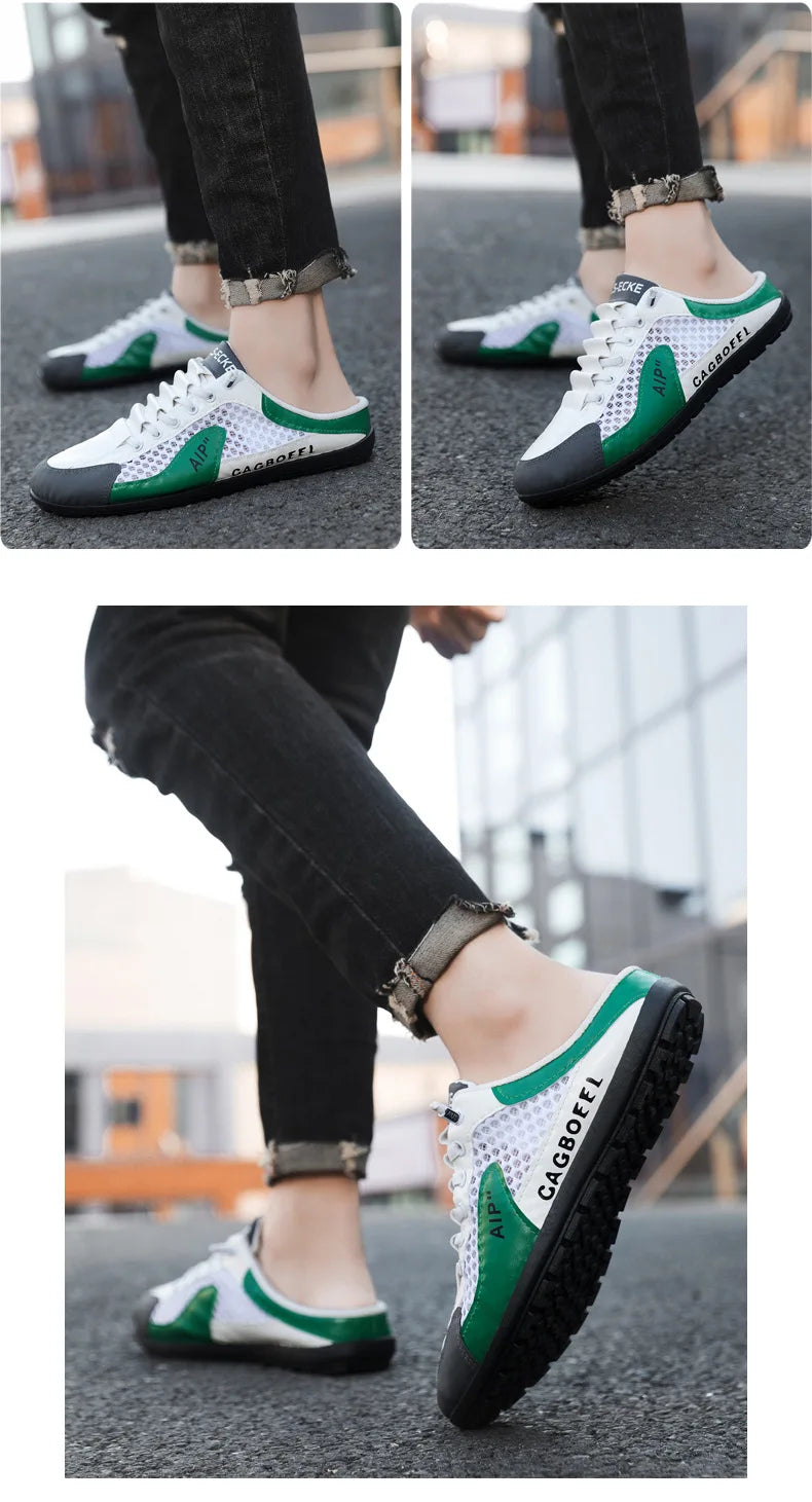 Men's Fashion Soft-soled Half Slippers Men Summer Trendy Bottom Casual Shoes Breathable Slip-on Shoes Sneakers Zapatos De Hombre