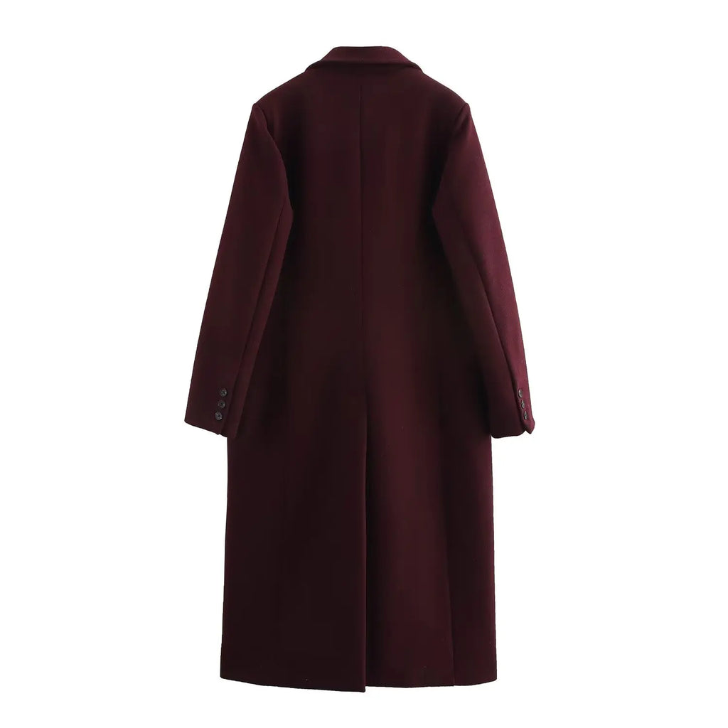 autumn and winter new women's clothing new fashion temperament pocket decoration loose slim blended coat jacket