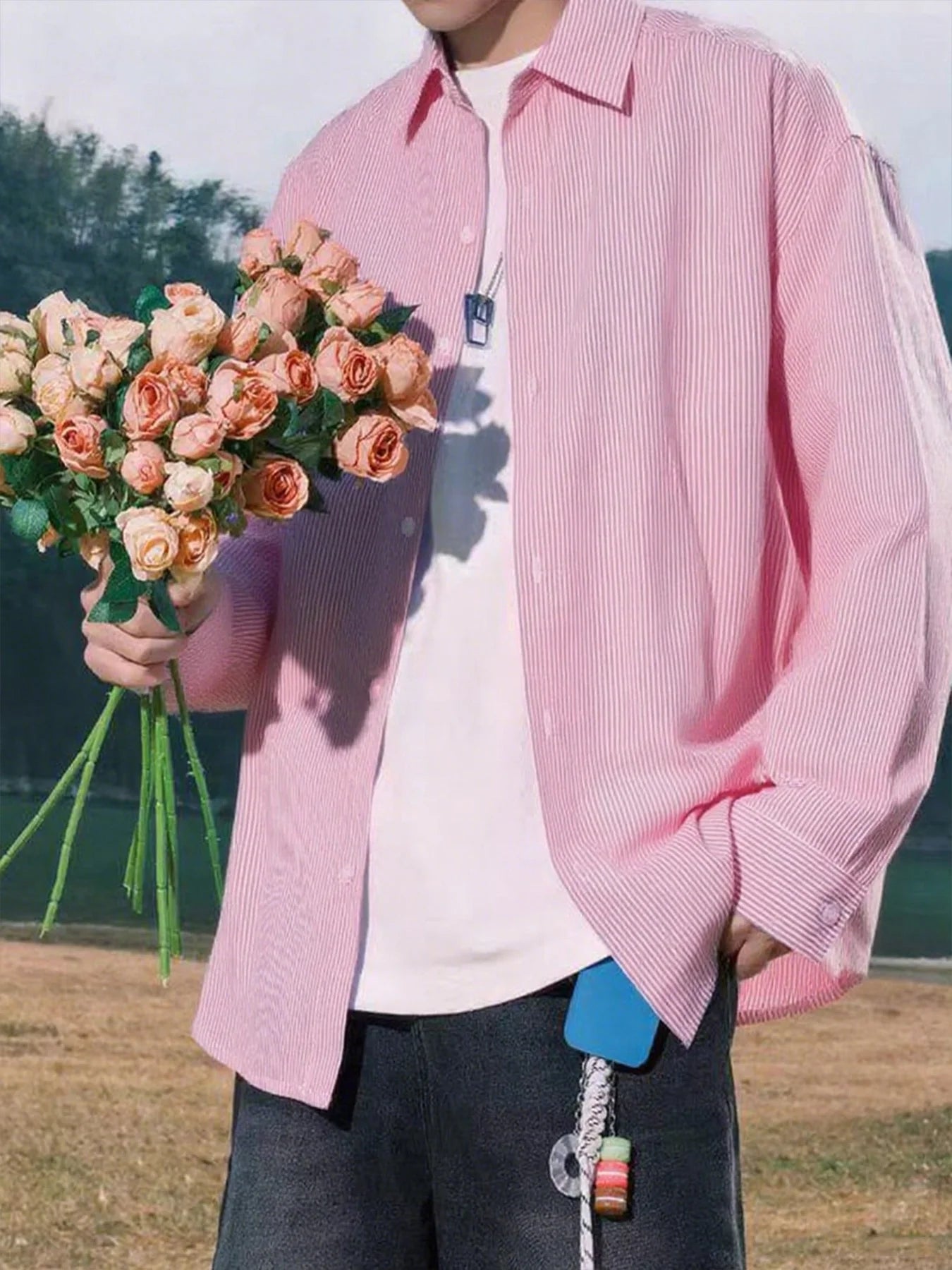 Men's American-style upscale striped shirt, new long-sleeve casual shirt for spring and autumn, stylish and laid-back.