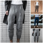 Men's Sweater Knitted Pants Solid Color Casual Pants Autumn Winter Warm  Knitted Slim Fit Pants for Male Long Pant