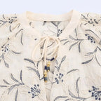 2025 WOMAN Women Fashion European and American Style Autumn New Embroidered Loose Shirt Chic V-neck Top Blouses Mujer