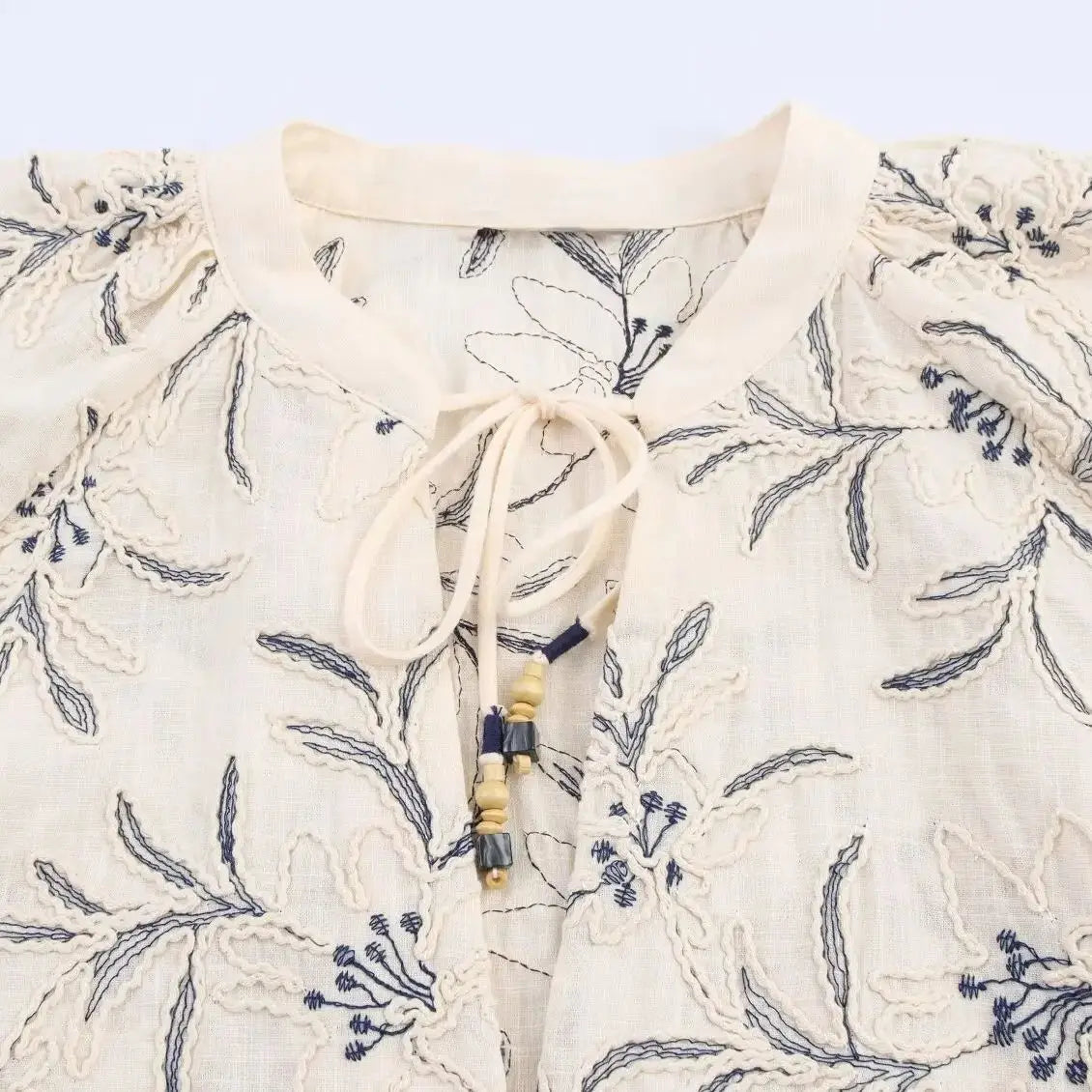 2025 WOMAN Women Fashion European and American Style Autumn New Embroidered Loose Shirt Chic V-neck Top Blouses Mujer