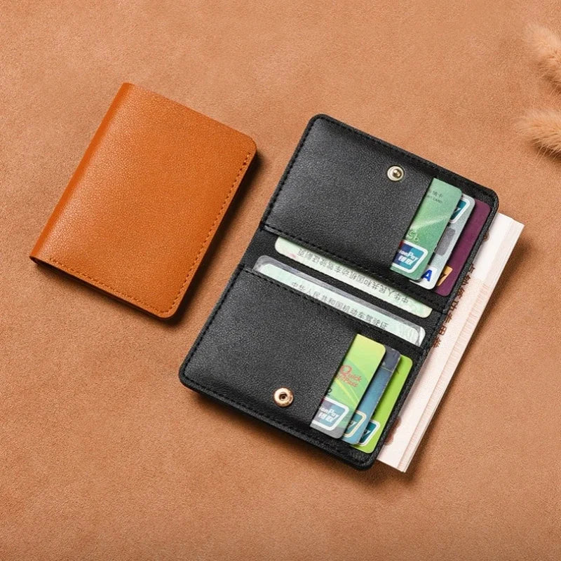 2025 New Women's Wallet Simple Folding Button Small Wallet Driver's License Card Bag Soft Leather Wallet