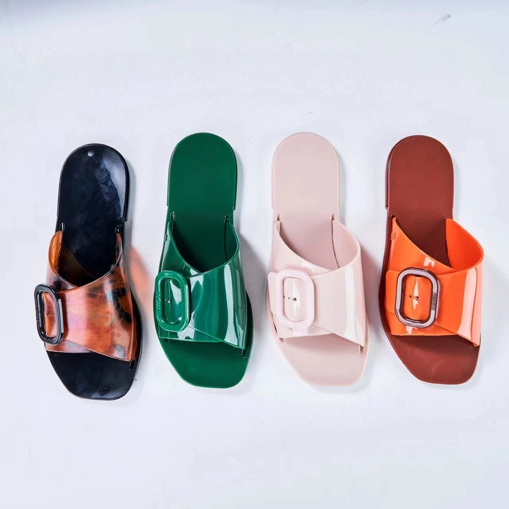 Women Sandals 2025 Spring Melissa Woman Slingback Shoes Fashion Ladies High Heels Elegant Med Heel Pointed Toe Slip on Sandal