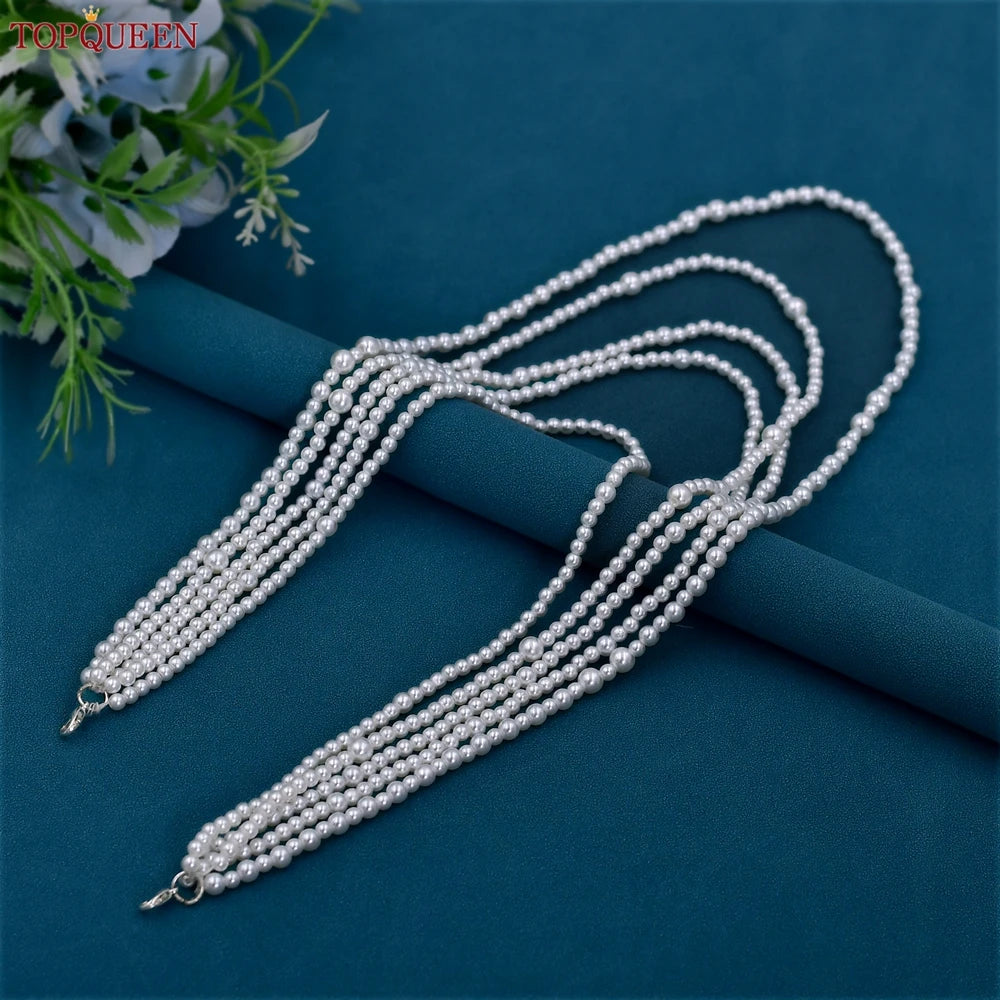 TOPQUEEN SG04 Jewelry Bride Wedding Accessories Crystal Tassel Pendant Necklace Women's Bolero Shawl Dress Shoulder Decoration