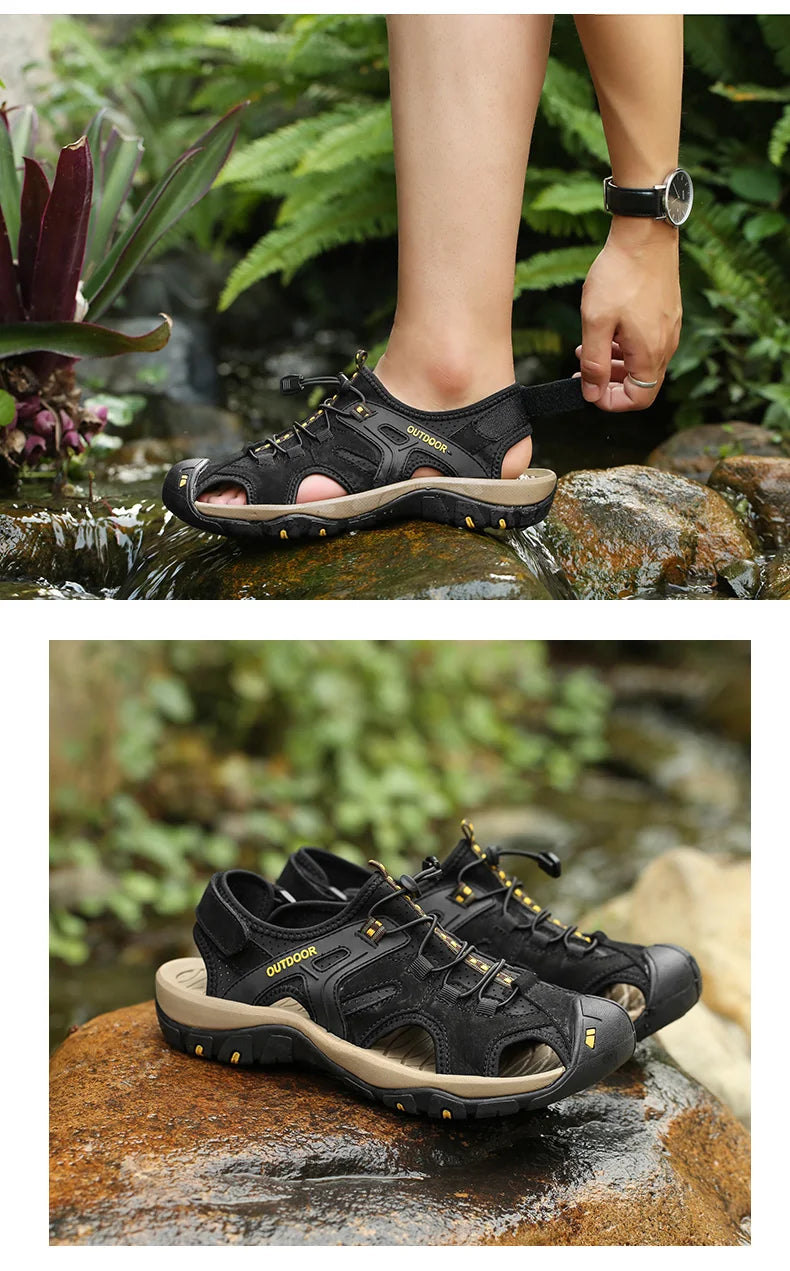 Men's Comfortable Beach Sandals Handmade Genuine Men's Shoes Fashion Men‘s Sneakers Sale Summer Men's Sandals Outdoor Non-slip