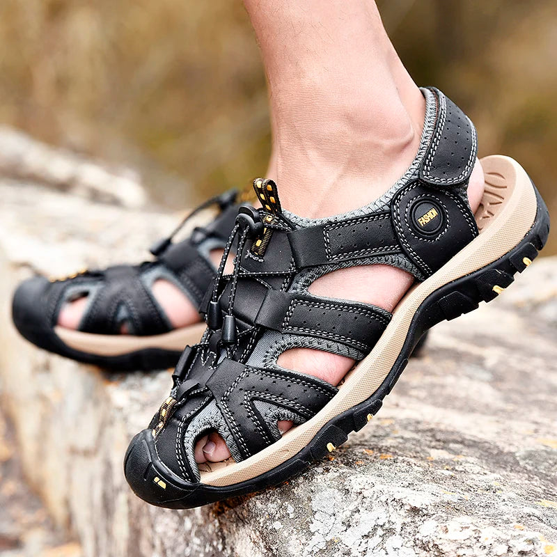 Men's Comfortable Beach Sandals Handmade Genuine Men's Shoes Fashion Men‘s Sneakers Sale Summer Men's Sandals Outdoor Non-slip
