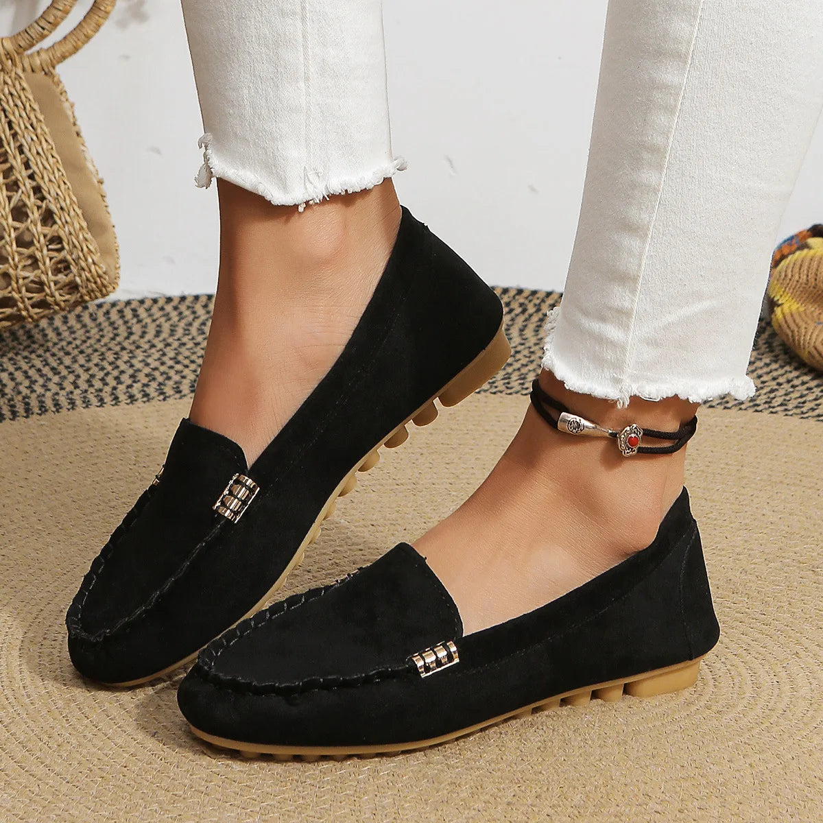 New Women's Casual Flat Shoes Spring and Autumn Flat Loafers Women's Shoes Fashion Non-slip Soft Round-toe Denim Flat Shoes