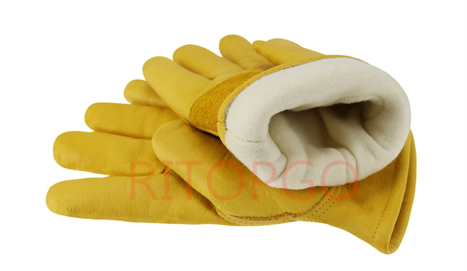 Winter Work Gloves Cowhide Leather Thermal Motorcycle Glove Cold Weather Cotton Lining freezer Working Glove