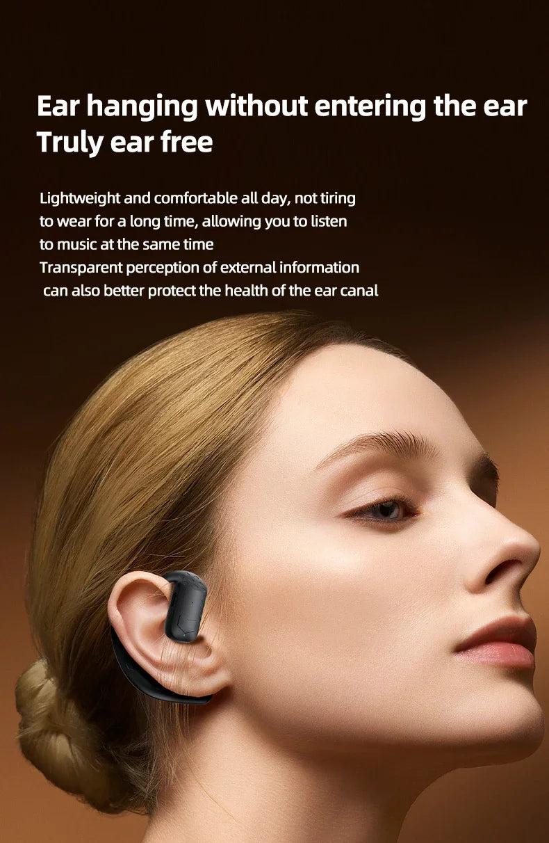 Handsfree Headset Bluetooth Noise Canceling Sports Waterproof Compatible HiFi Stereo Ear Hook Wireless Single Earphone Driving