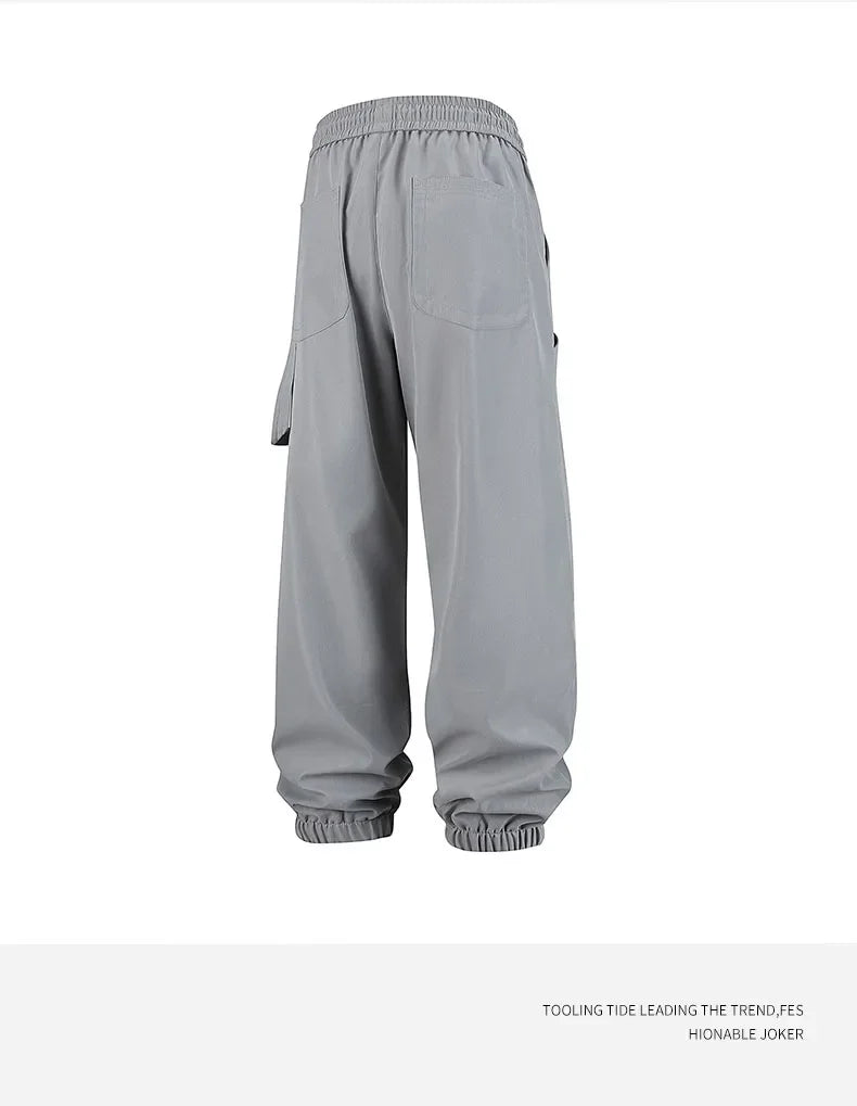 Men's outfit pants are versatile, trendy, loose, straight-leg outdoor work pants and trendy brand tight-fitting windbreakers