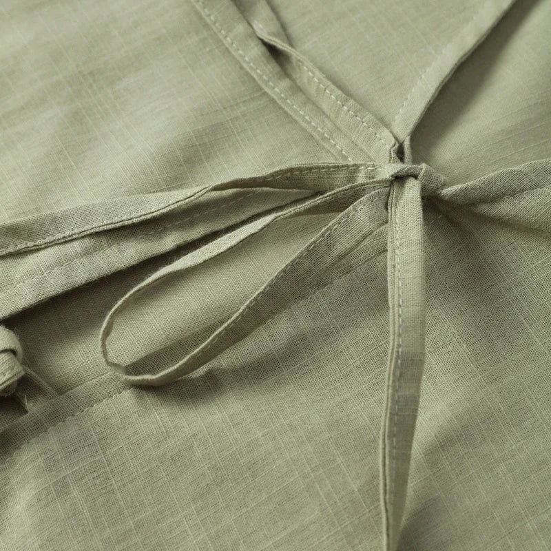 Casual Solid Lace Up Women Blouse Deep V-neck Long Sleeve Loose Female Shirt 2025 Spring Summer New Fashion Sweet Ladies Blouses