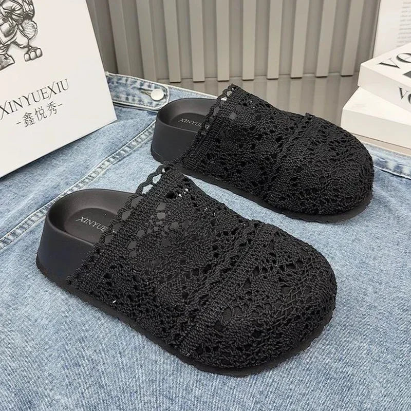 Flats Women Slippers Casual Platform Shoes Fashion Cozy Walking Shoes Woman Sandals 2025 Trend Brand Slingback Female Zapatillas