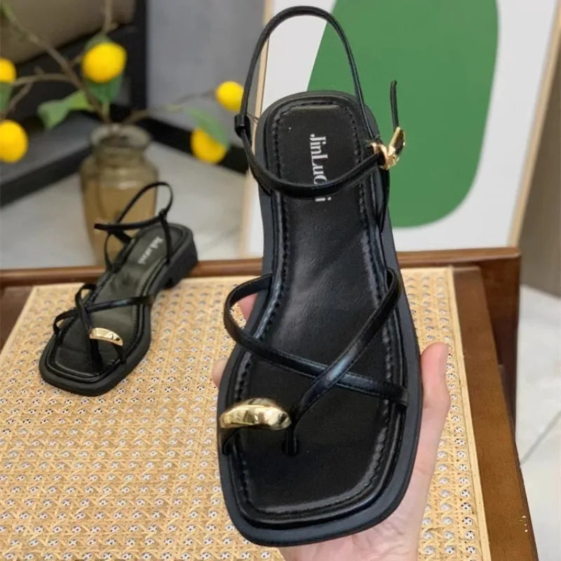High Heel Sandals for Women New Summer 2025 Girls Low Heel Comfortable Sports and Casual Solid Sandals for Women Sandalias