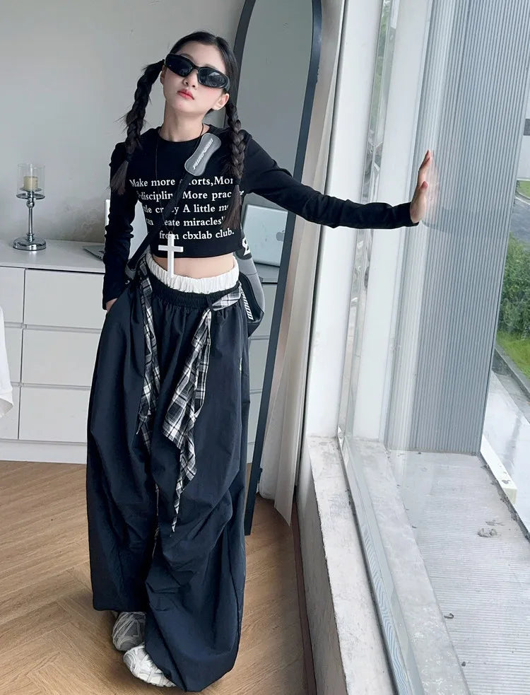 Pants Two Pieces Set Grid Trousers Tops Suits Casual Daily Childrens Clothes 2025 New Fashionable Children Autumn Clothing Girls