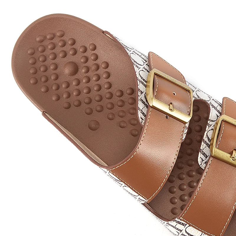 Women's Sandals Fashion Simple Beach Shoes Summer Ladies Outdoor Slippers Low Heel Massage Insole Comfortable