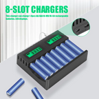 M16KBattery Charger LCD Display Smart Intelligent 8-Slot Chargers for AA/AAA NiCd NiMh Rechargeable Batteries AA AAA Charger