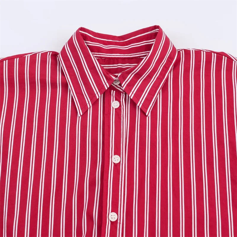 Women's shirt new striped silk loose shirt autumn fashion design women's casual top