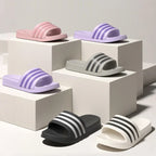 Cold slippers for women in summer, fashionable outerwear for couples, thick soled, non slip, one line mop, bathroom slippers