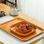 Kitchen Wood Grain Plastic Square Plate Japanese Simple Wood Grain Dish Set For Tableware Kitchen Bowl Dish Dinnerware